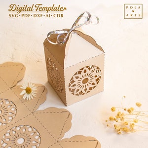 Wedding gift box template svg candy lace thanksgiving box for Cricut, laser cut, Silhouette (svg dxf ai cdr)