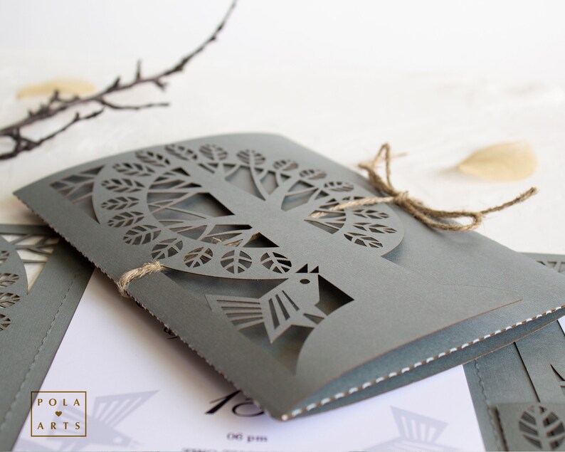 Wedding Tree Invitation Template SVG, Rustic Wedding, Trifold Branches ...