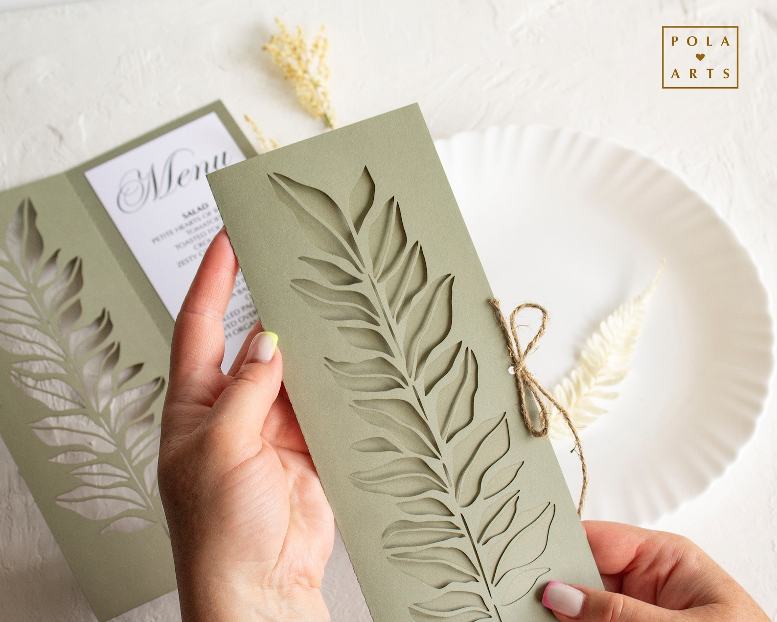 Wedding Menu Template Svg, Olive Branch With Leaves Template, Folding ...