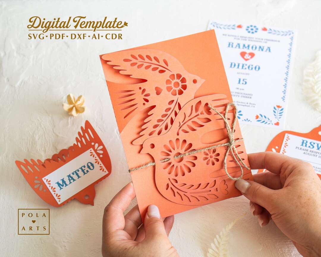 Mexican Birds Invitation Template Svg, Flower Wedding Set, Rsvp Bird ...