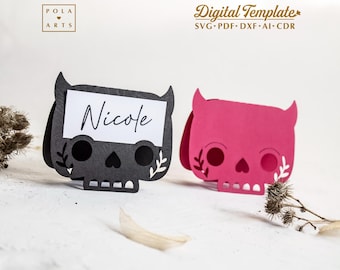 Halloween Skull Place Card SVG, Demon Escort Table (Digital Template)