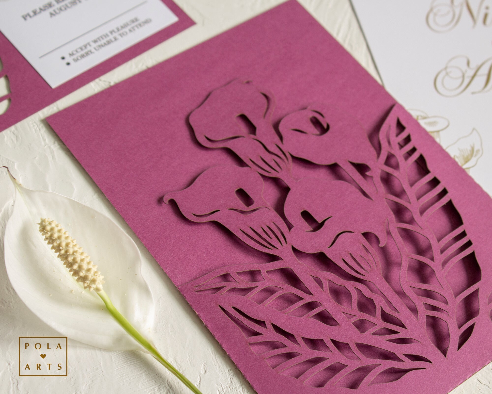 Calla Lily Invitation Template, Laser Cut Pocket Envelope (svg Dxf Ai ...
