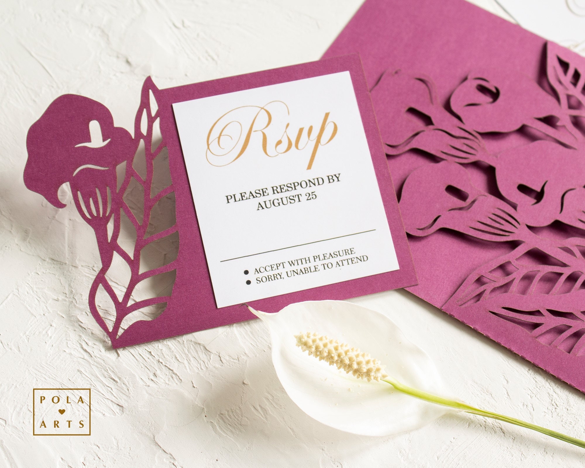Calla Lily Invitation Template, Laser Cut Pocket Envelope (svg Dxf Ai ...