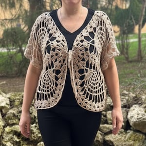 Handmade Crochet Butterfly Cardigan, Boho Lace Cover Up image 2