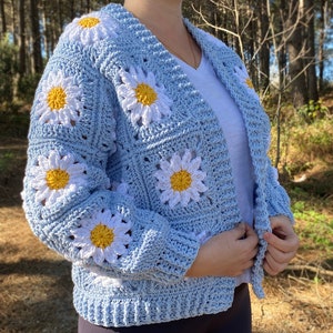 Handcrafted Daisy Cardigan - Bright Crochet Jacket