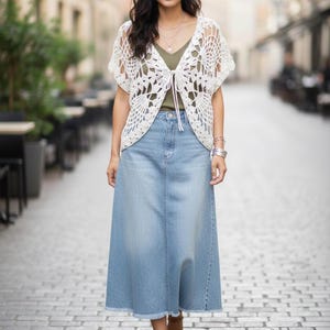 Handmade Crochet Butterfly Cardigan, Boho Lace Cover Up image 9
