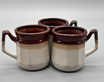 Juego de tazas vintage de cerámica taiwanesa con esmaltado por goteo, tazas de café de cerámica marrón y beige, decoración de cocina