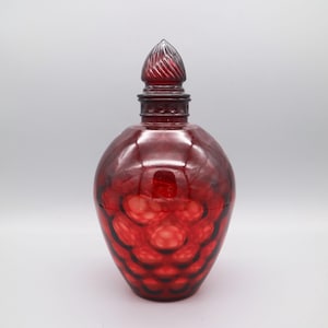 Vintage Wheaton Ruby Glass Reverse Honeycomb Decanter w/ Stopper in Ruby Red | 1960s | Ruby Red Glass | Red Decanter