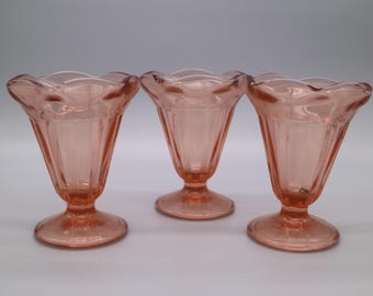 Set of 2 Sundae Glasses | KIG Indonesia | Vintage Dessert Glasses (+1 bonus cup)