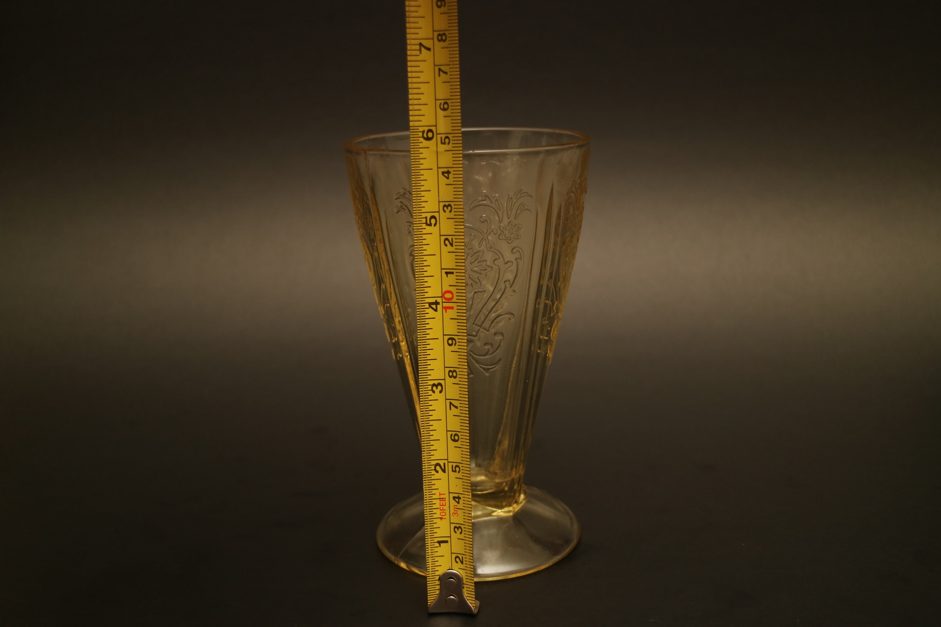 Vintage US Glass Depression Glass Footed Tumblers Yellow Topaz Primo ...