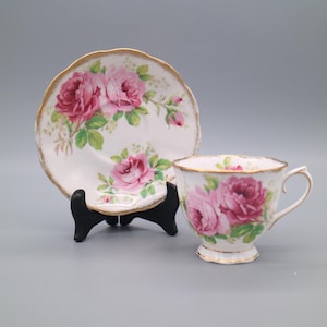 Royal Albert English Bone China American Beauty Teacup & Saucer Set | Vintage Bone China | Vintage Tea Cup