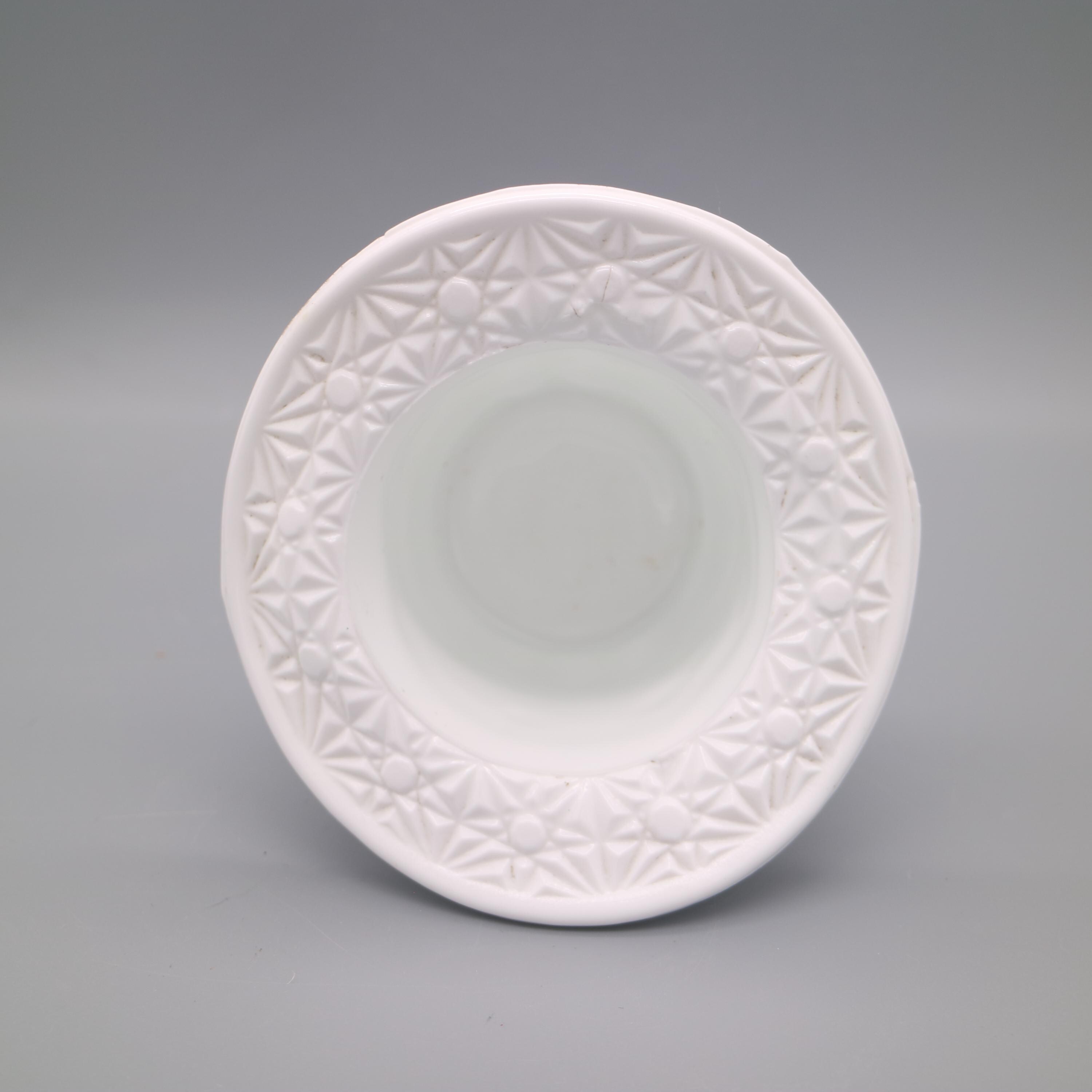 ヴィンテージ フェントン ミルクガラス トップハット デイジー＆ボタン