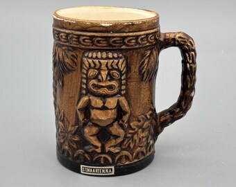 Vintage St Maarten Cerveza Stein Marrón Taza de Cerámica Caribe Recuerdo Barware Tiki Estilo Drinkware
