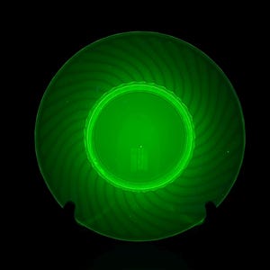 Vintage Anchor Hocking Spiral Green Depression Glass Teacup Saucer Set of 2 | Uranium Glass