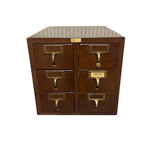 Archivador de tarjetas de madera con 6 cajones BRODART vintage, archivador de cola de milano