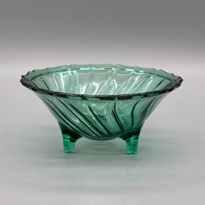 Vintage Jeannette Swirl Ultramarine Candy Dish 6&quot; 3 Footed 1930s