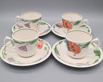 Villeroy And Boch Germany Amapola Floral Set Of 6 Or 4 Coupe Villeroy And Boch Germany Amapola Floral Set Of 6 Or 4 Coupe