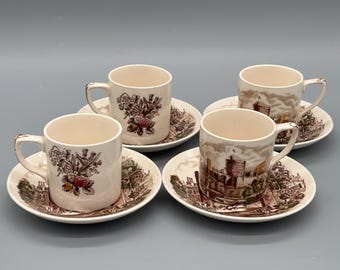 Juego de tazas y platillos de café expreso Johnson Bros Hampton Court Palace Royal Homes of Britain England Vintage Espresso Set