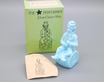 Bicchiere Mosser vintage "The End" The Performer di Clown Alley Aqua Slag 1982