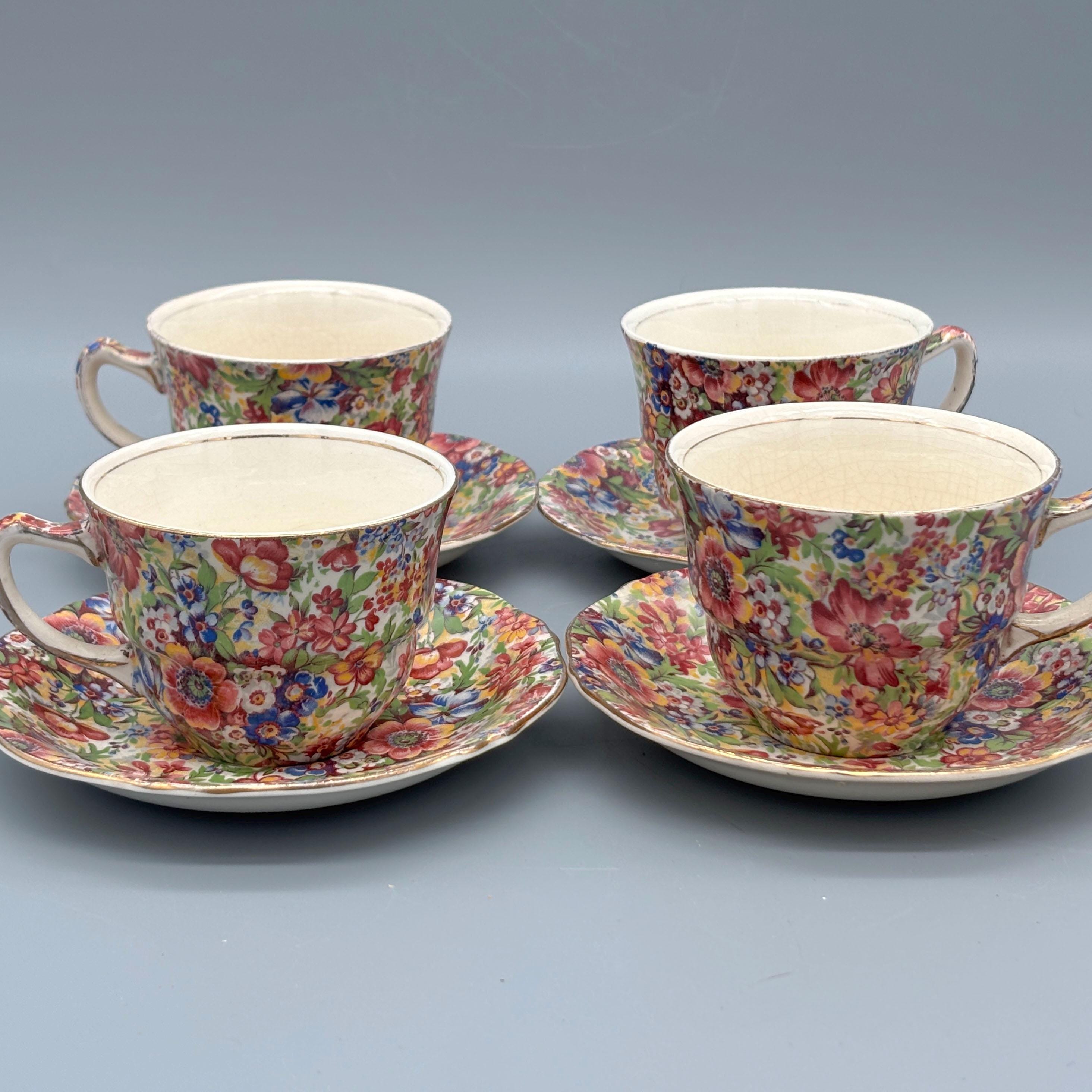 Chintz tea cup and saucer - Etsy 日本