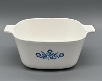 Vintage Corning Ware Cornflower 7 Cup Casserole Dish, No Lid, Blue Floral Kitchenware
