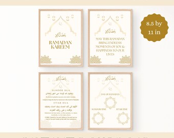 Arte murale del Ramadan, decorazioni per il Ramadan, set di stampe islamiche, orario di Suhoor e Iftar, Dua per il Ramadan, stampabile per il Ramadan (DOWNLOAD IMMEDIATO)