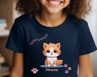 Kids Kitty T-shirt, Girls Kitty Cat Shirt, Girls Boys Cat Shirt, Cute Kids Shirt Girls, Kitty Meow T-shirt, Fun Kids Shirts, Gifts for Girls