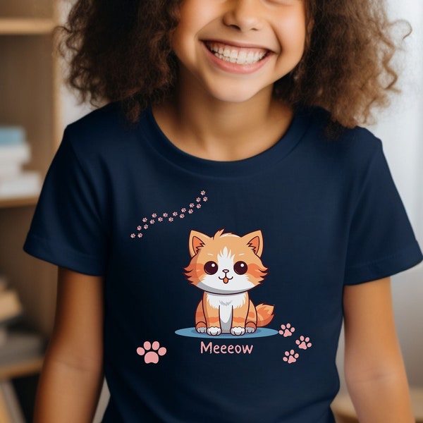 Kids Kitty T-shirt, Girls Kitty Cat Shirt, Girls Boys Cat Shirt, Cute Kids Shirt Girls, Kitty Meow T-shirt, Fun Kids Shirts, Gifts for Girls