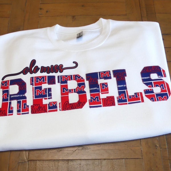 Ole Miss Appliqued Sweatshirt l University of Mississippi l Rebels Sweatshirt l College Apparel l Mississippi Sweatshirt