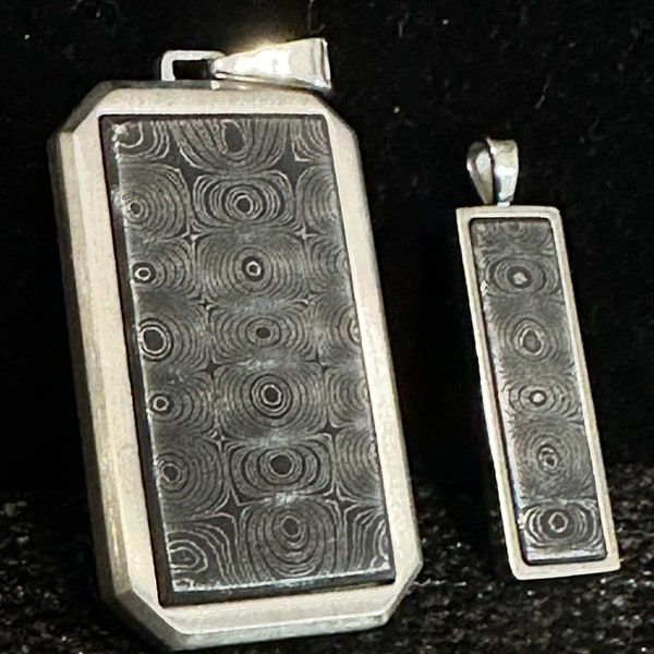 His and Hers Raindrop Damascus Pendant Set