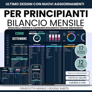 Italian Monthly Budget, Pianificatore di Budget Mensile Google Sheets | Foglio di Calcolo Spese | Budget Tracker Digitale | Gestione del Den