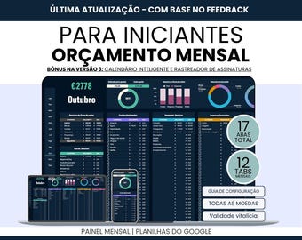Portugiesisch Haushaltsplaner | Planilha de Orçamento Mensal | Rastreador de Despesas | ControleFinanceiro e Poupança | Gestor von Dinheiro