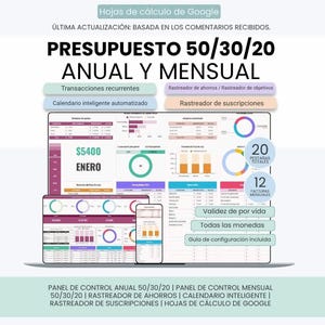 Spanish 50/30/20 Budget | Presupuesto 50 30 20 | Plantillas de Finanzas Personales 50 30 20 | Planificador de Presupuesto 50 30 20