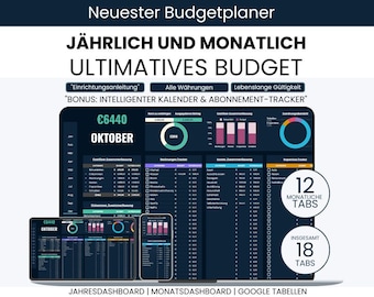 Planer Planer | Jährlicher und monatlicher Budgetplaner | Monats- und Jahresbudgetplaner | Monatlicher und jährlicher