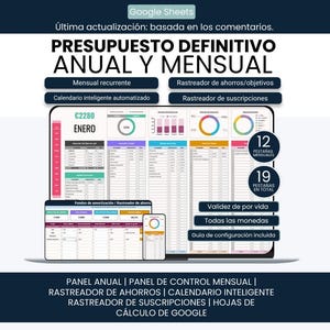 Spanish Ultimate Budget Planner / Planificador de Presupuesto Mensual y Anual / Planificador de Presupuesto Mensual y Anual en Google Sheets