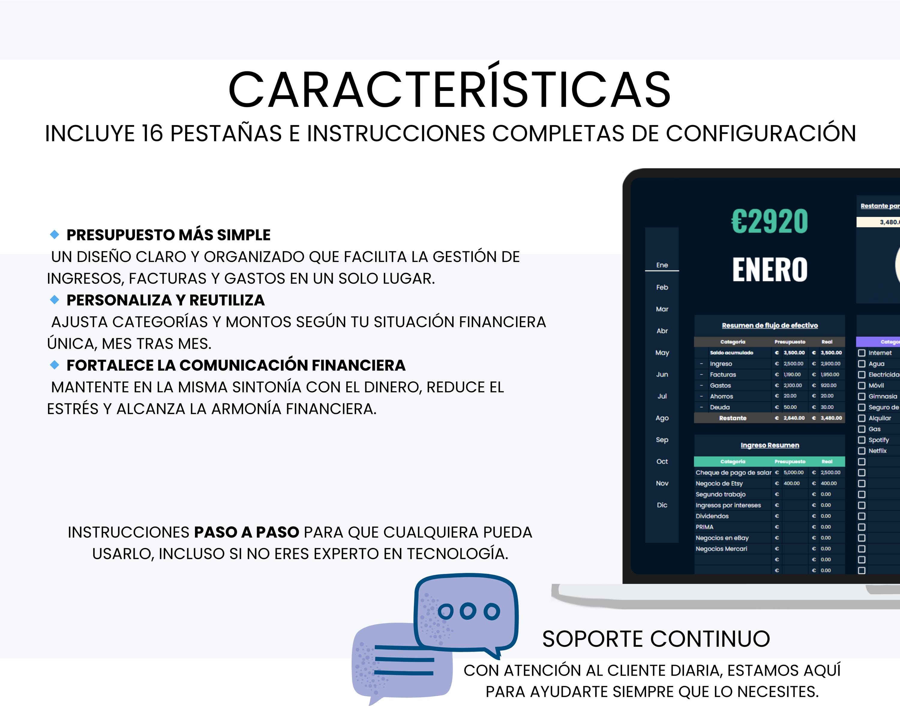 Spanish Budget Planner, Plantilla Digital De Presupuesto Mensual Y ...