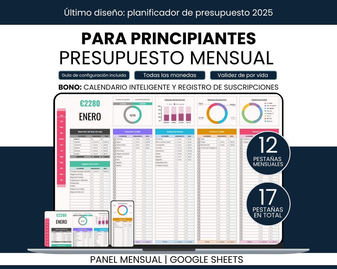 Presupuesto Mensual en Google Sheets / Control de Gastos y Finanzas ...