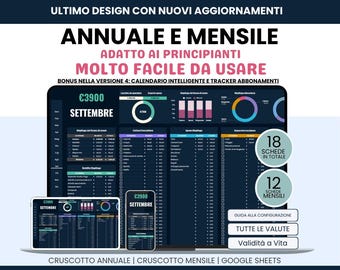 Pianificatore di Budget Annuale e Mensile / Pianificatore di Budget Mensile e Annuale / Pianificatore di Budget Mensile e Annuale