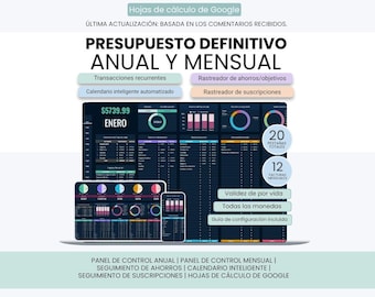 Spanish Ultimate Budget Planner / Planificador de Presupuesto Mensual y Anual / Planificador de Presupuesto Mensual y Anual en Google Sheets