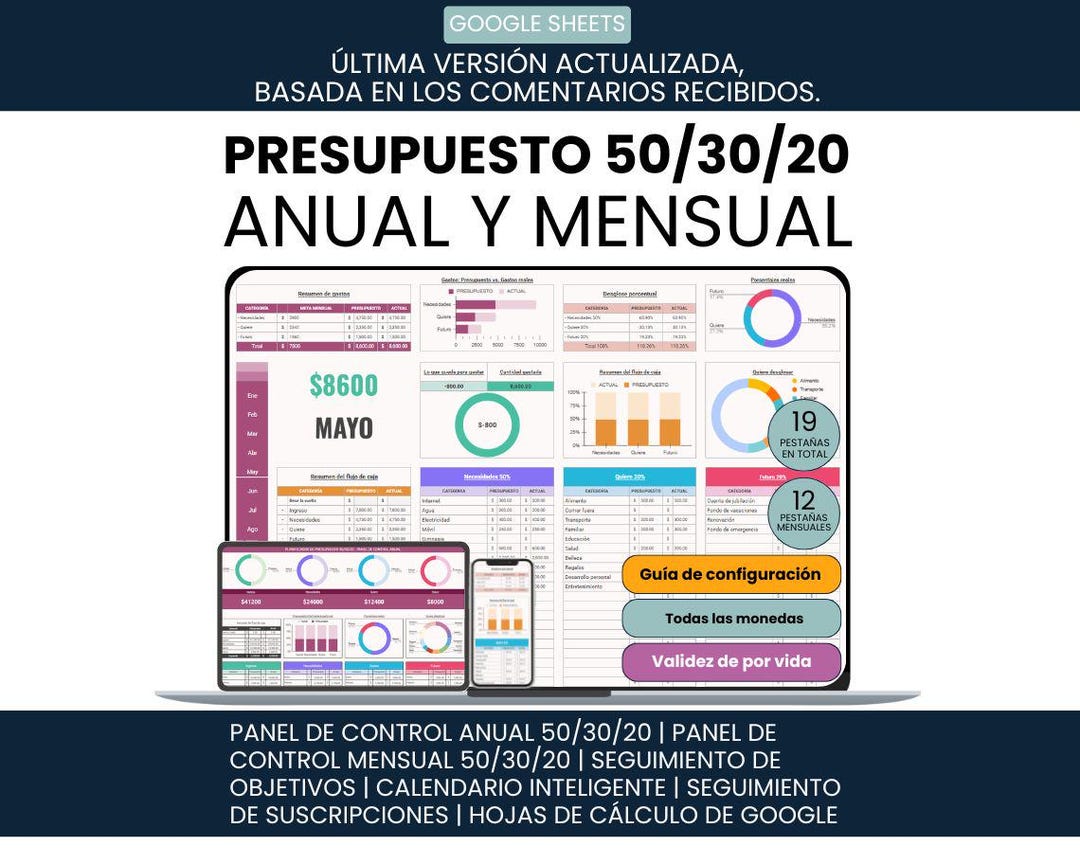 Español 50/30/20 Budget / Presupuesto 50 30 20 / Plantillas de Finanzas ...