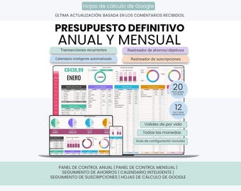 Spanish Ultimate Budget Planner | Planificador de Presupuesto Mensual y Anual | Planificador de Presupuesto Mensual y Anual en Google Sheets