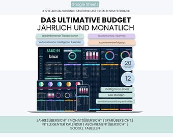 Planer Planer | Jährlicher und monatlicher Budgetplaner | Monats- und Jahresbudgetplaner | Monatlicher und jährlicher