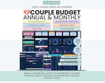 Couple Budget Planner, Ultimate Budget for Couples, Subscription Tracker, Sinking Funds, Easy to use budget for couples, New Update