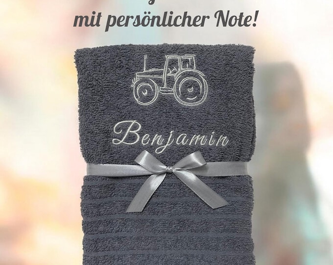 TRACTOR Personalised Towel - Embroidered with Name - Gift for Tractor Fans/Farmers/Farm/Men/Women/Birthday/Christmas
