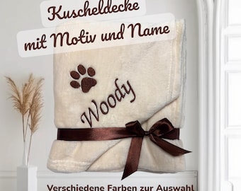 Gepersonaliseerde hondendeken, geborduurde naamdeken, puppycadeau, hondendeken, kattendeken, dieren, hondenspeelgoed, 13 kleuren, 70x100, 130x150