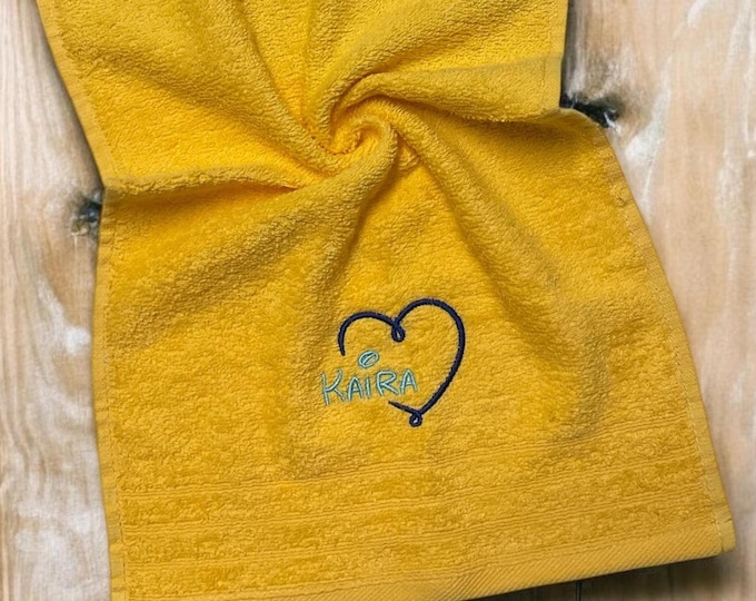 Personalized towel with heart and name / 100% cotton / gift for loved ones / Christmas / birthday / thank you / bathroom