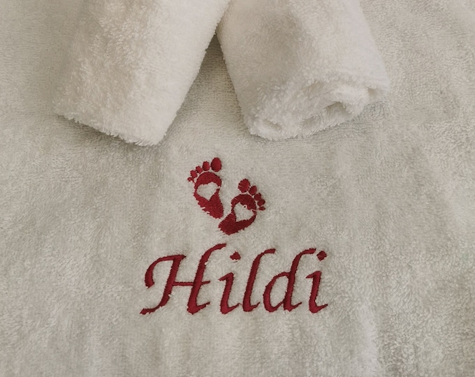 SET Personalized towel + washcloth/Baby towel embroidered with name/Baby washcloth personalized/Children/Babies/Gift set birth