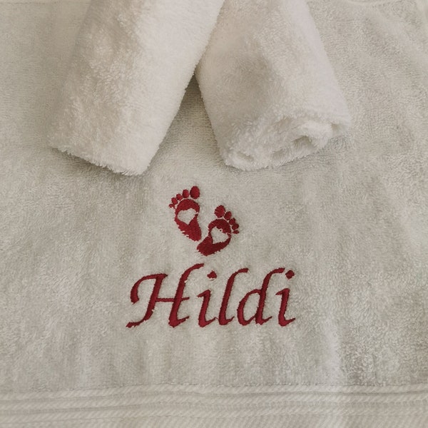 SET personalized towel + washcloth/baby towel embroidered with name/baby washcloth personalized/children/babies/birth gift set