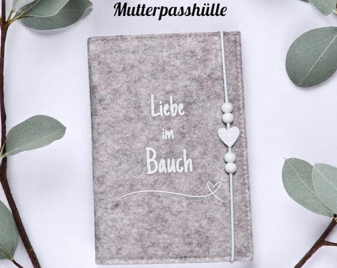 Maternity record cover felt | Cover for maternity record with heart detail | Gift for expectant mothers | Pregnancy