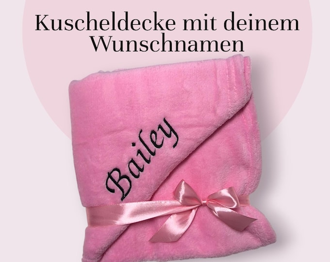 Personalized cuddle blanket with name – embroidered baby blanket – gift birth baptism baby child – blanket with name – 13 colors, 2 sizes